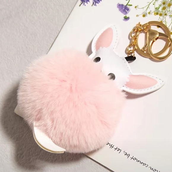 Cute Teacup Chihuahua Puppy Plush 
Women Puff Ball Keychain - Picture 2 of 4